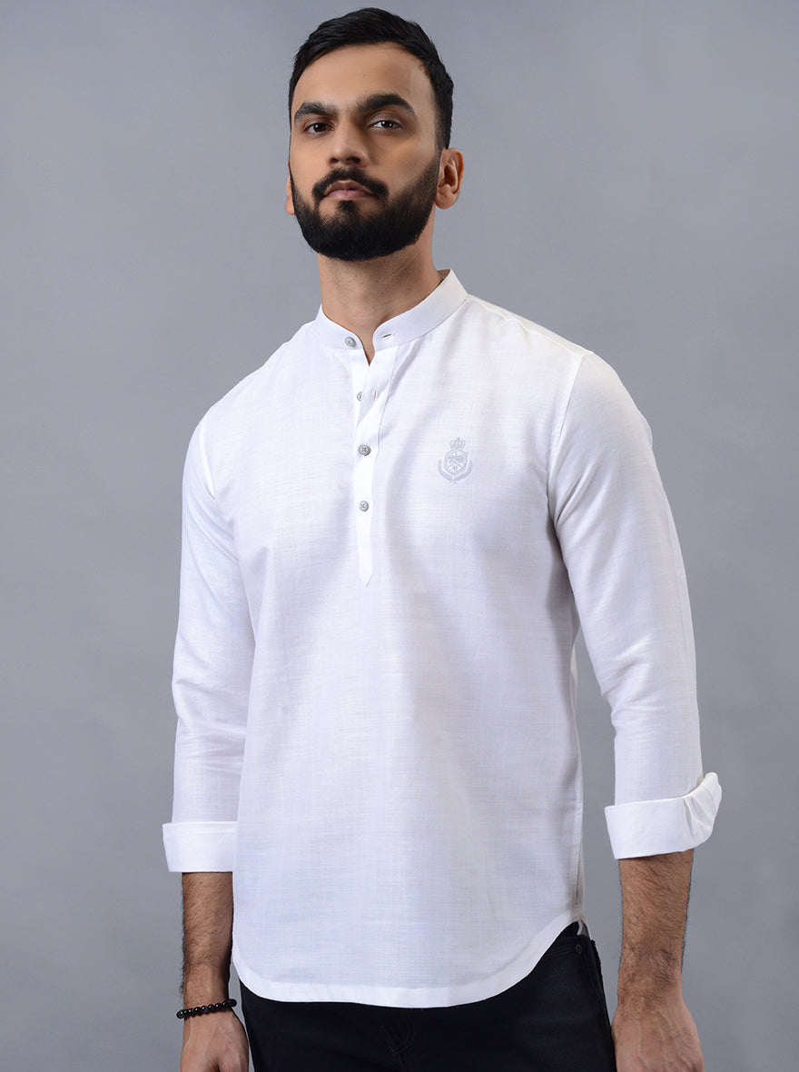 White Solid Slim Fit Party Wear Kurta | Wyre