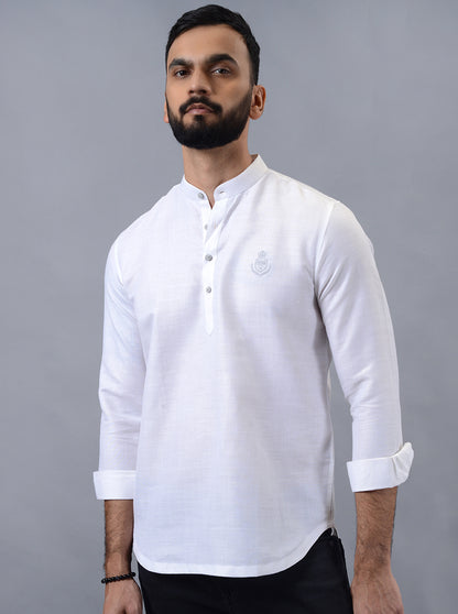 White Solid Slim Fit Party Wear Kurta | Wyre