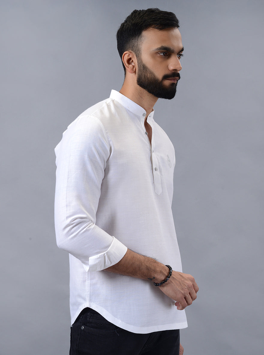White Solid Slim Fit Party Wear Kurta | Wyre