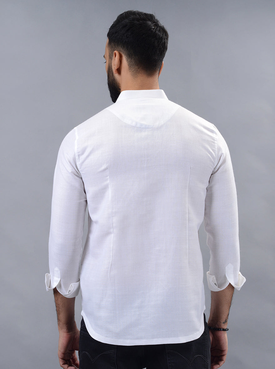 White Solid Slim Fit Party Wear Kurta | Wyre