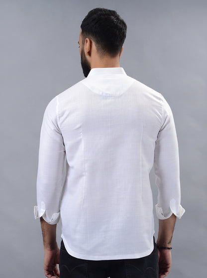 White Solid Slim Fit Party Wear Kurta | Wyre