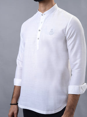 White Solid Slim Fit Party Wear Kurta | Wyre