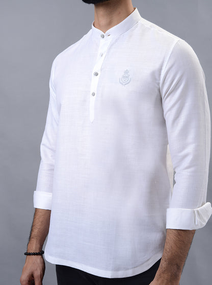 White Solid Slim Fit Party Wear Kurta | Wyre