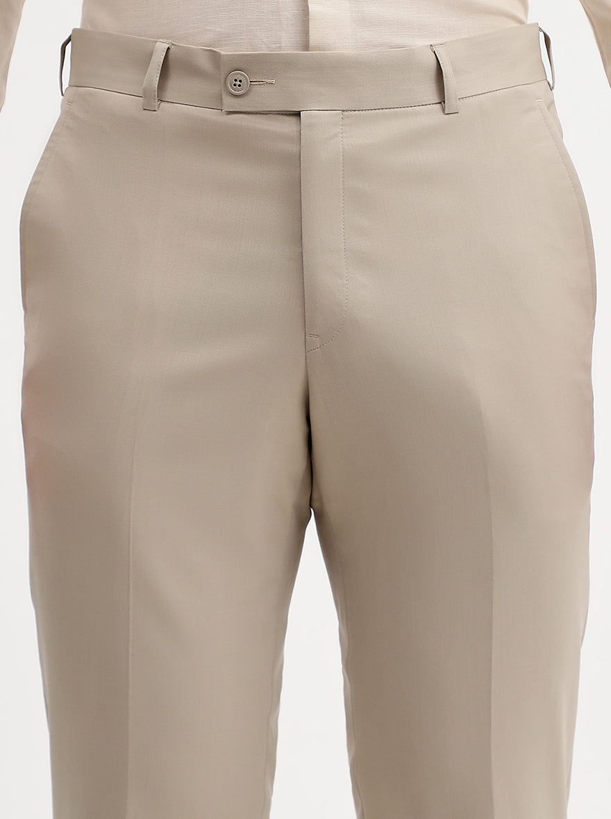 Fawn Solid Slim Fit Formal Trouser | JadeBlue Super Luxe