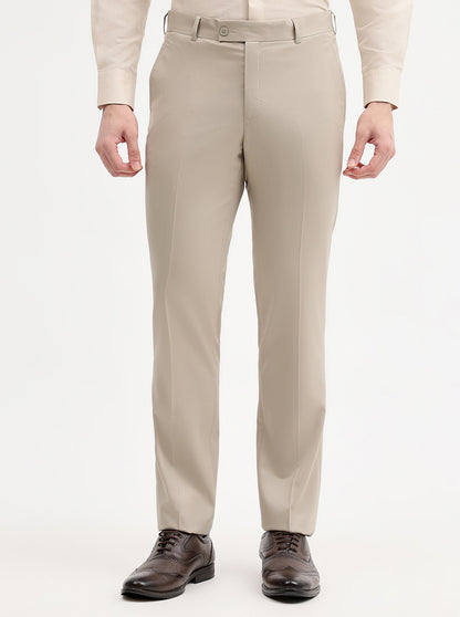 Fawn Solid Slim Fit Formal Trouser | JadeBlue Super Luxe