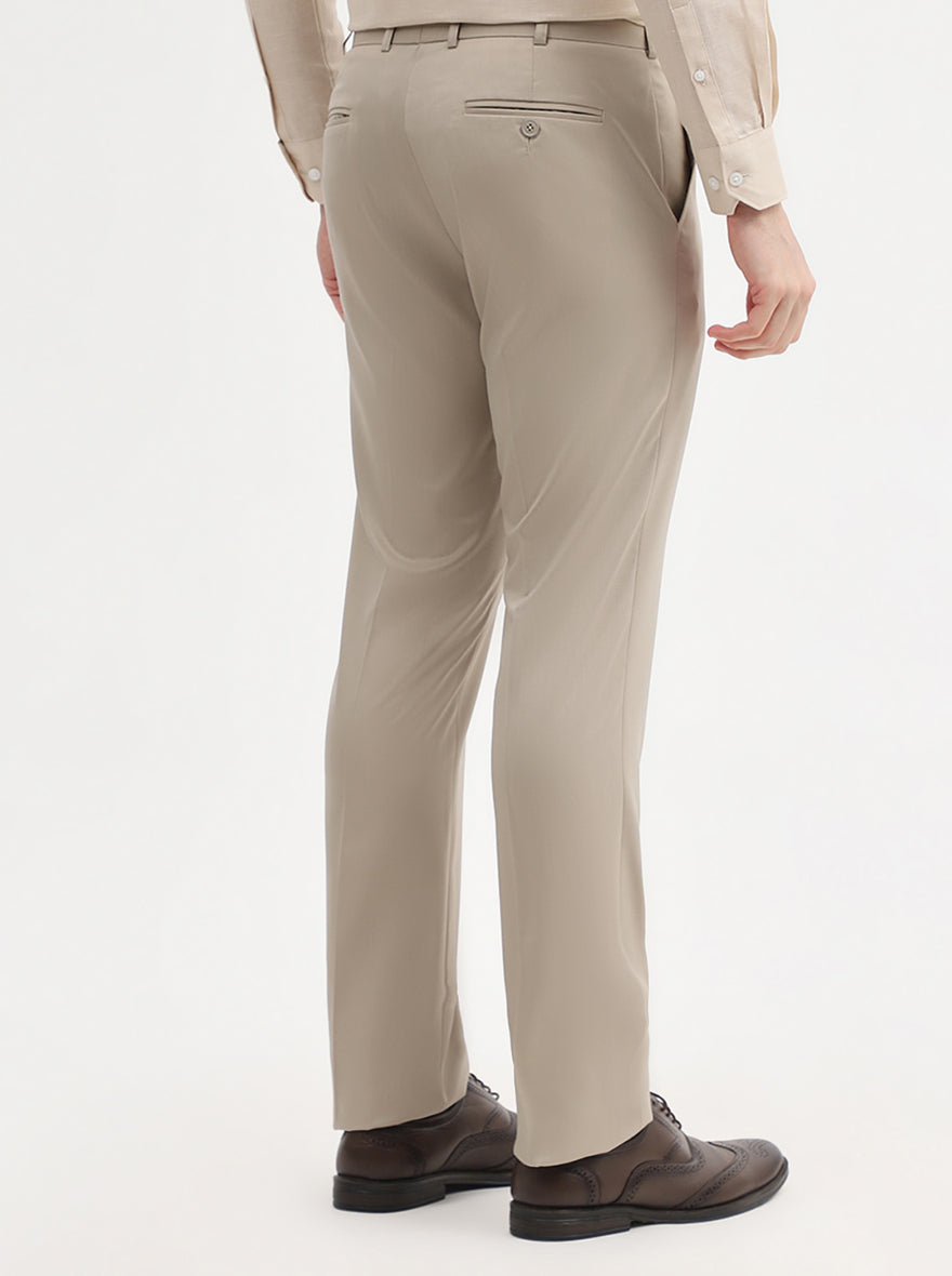 Fawn Solid Slim Fit Formal Trouser | JadeBlue Super Luxe