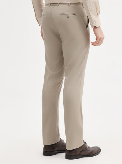 Fawn Solid Slim Fit Formal Trouser | JadeBlue Super Luxe