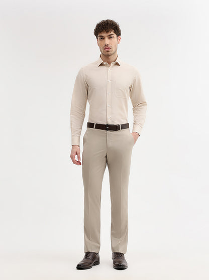 Fawn Solid Slim Fit Formal Trouser | JadeBlue Super Luxe