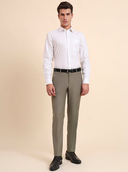 White & Brown Checked Regular Fit Formal Shirt | JadeBlue