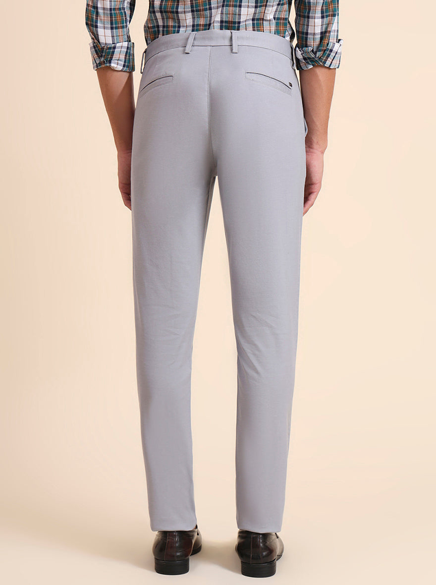 Blue Solid Uno Fit Casual Trouser | JadeBlue