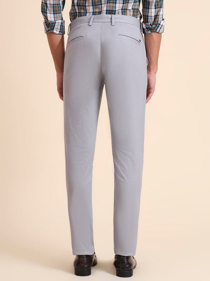 Blue Solid Uno Fit Casual Trouser | JadeBlue