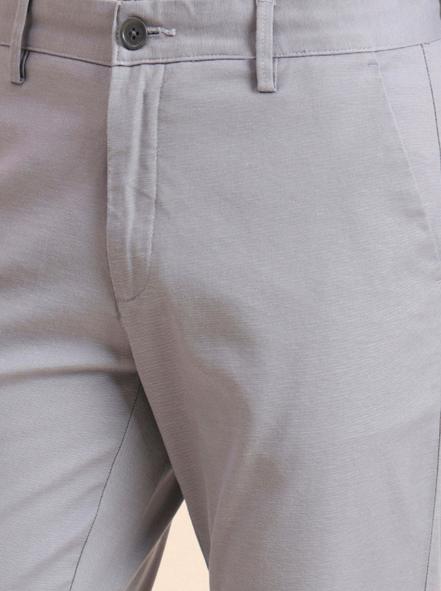 Blue Solid Uno Fit Casual Trouser | JadeBlue