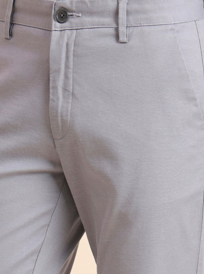 Blue Solid Uno Fit Casual Trouser | JadeBlue