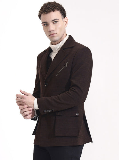 Brown Solid Regular Fit Blazer | Wyre
