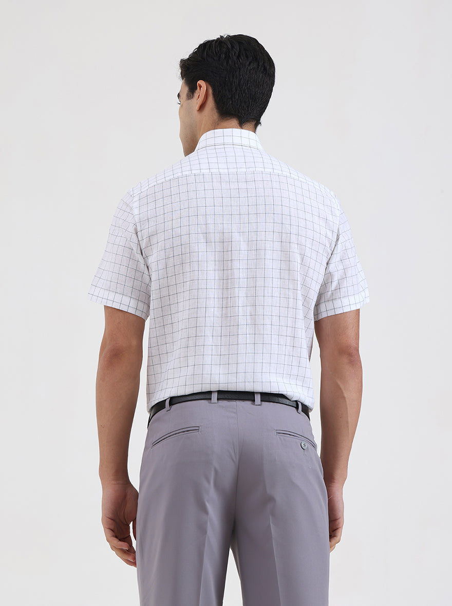 White & Grey Checked Regular Fit Formal Shirt | JadeBlue
