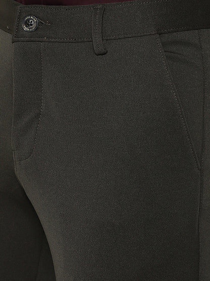 Olive Solid Slim Fit Formal Trouser | JB Studio