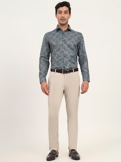 Beige Solid Slim Fit Club Wear Trouser | JB Studio