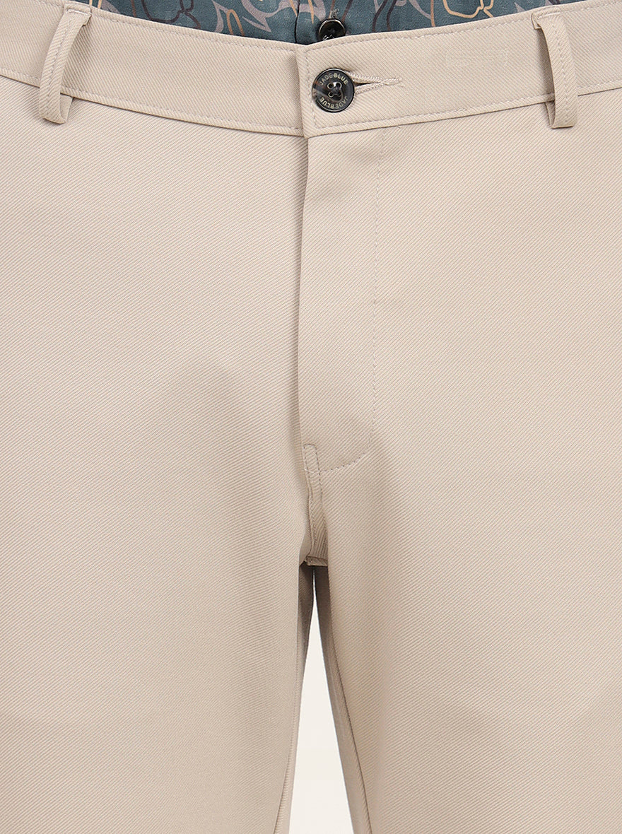 Beige Solid Slim Fit Club Wear Trouser | JB Studio