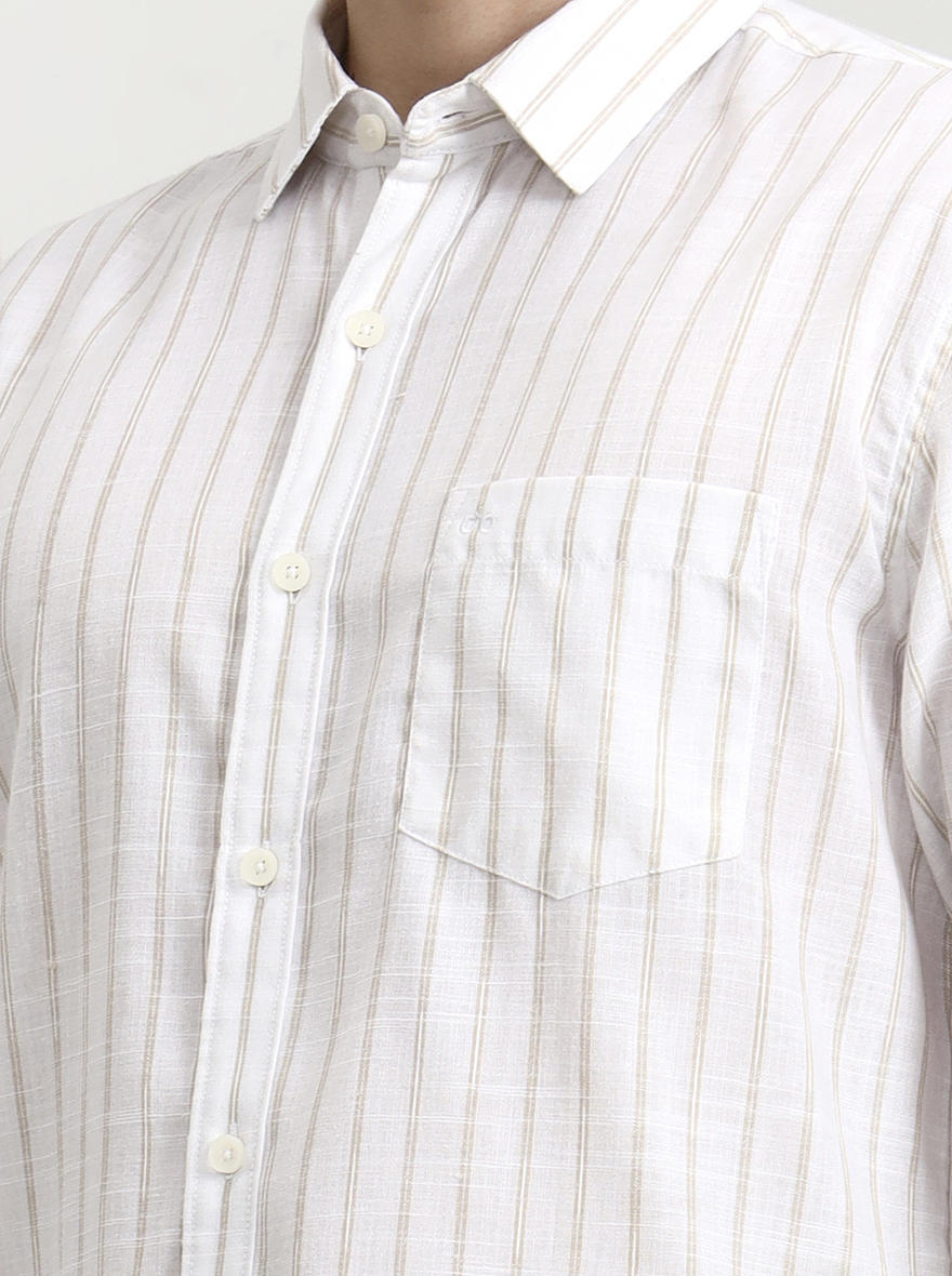 White Striped Slim Fit Casual Shirt | JadeBlue