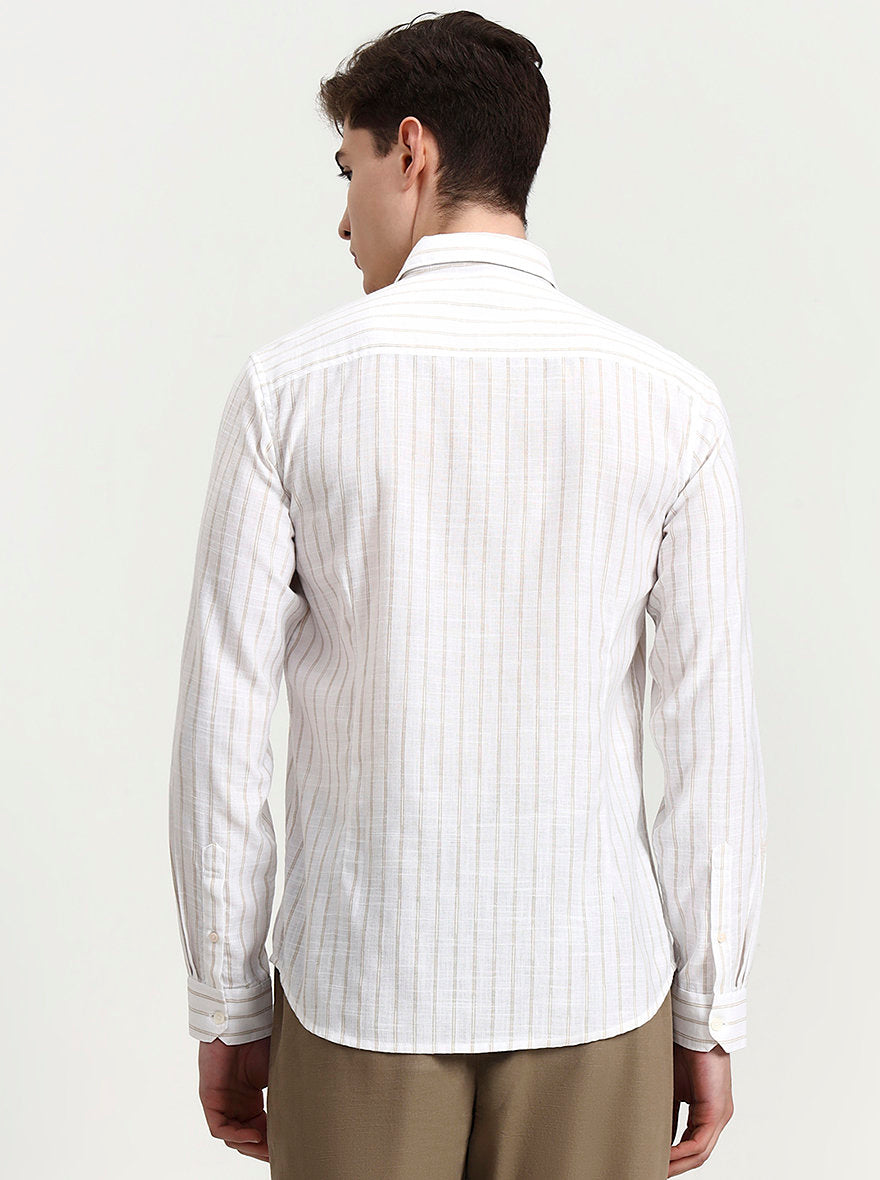 White Striped Slim Fit Casual Shirt | JadeBlue