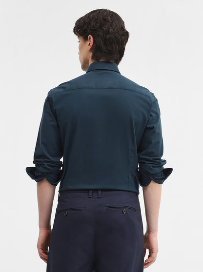 Teal Solid Tailored Fit Semi Casual Shirt | JadeBlue