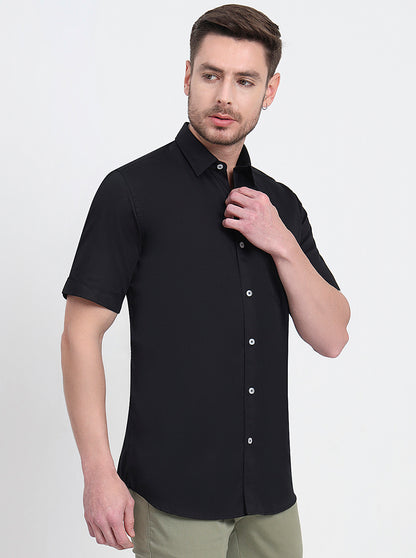 Black Solid Smart Fit Semi Casual Shirt | JadeBlue