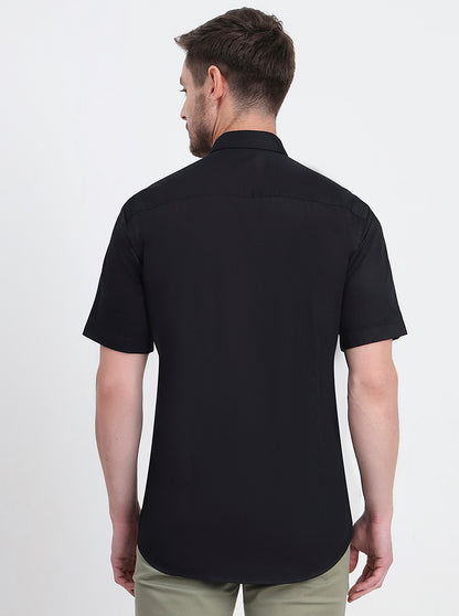Black Solid Smart Fit Semi Casual Shirt | JadeBlue