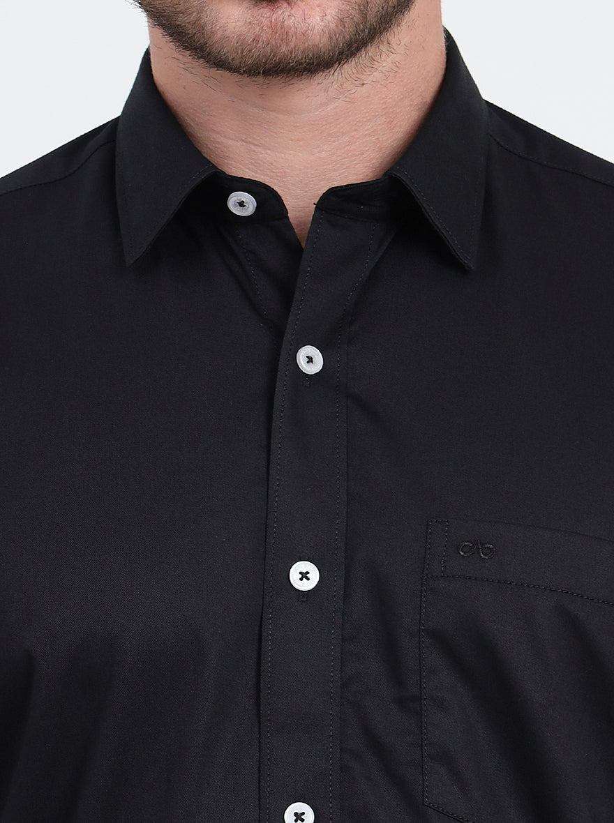Black Solid Smart Fit Semi Casual Shirt | JadeBlue