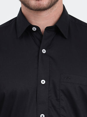 Black Solid Smart Fit Semi Casual Shirt | JadeBlue