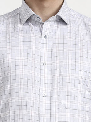 Grey Checked Regular Fit Formal Shirt | Greenfibre