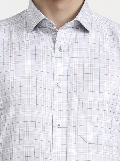 Grey Checked Regular Fit Formal Shirt | Greenfibre