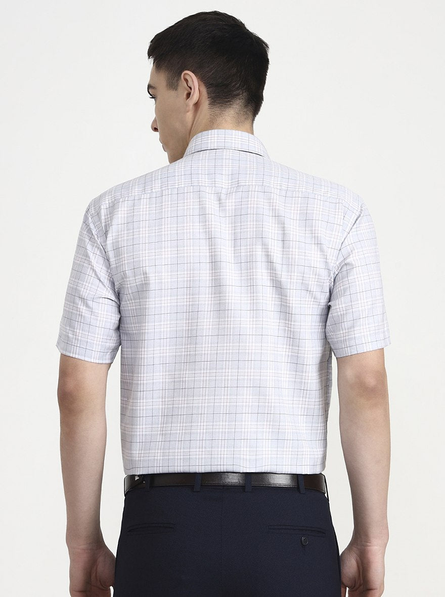 Grey Checked Regular Fit Formal Shirt | Greenfibre
