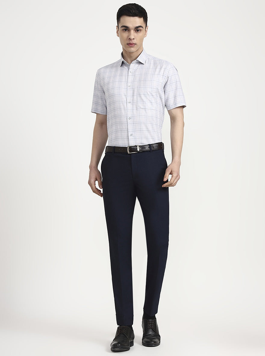 Grey Checked Regular Fit Formal Shirt | Greenfibre