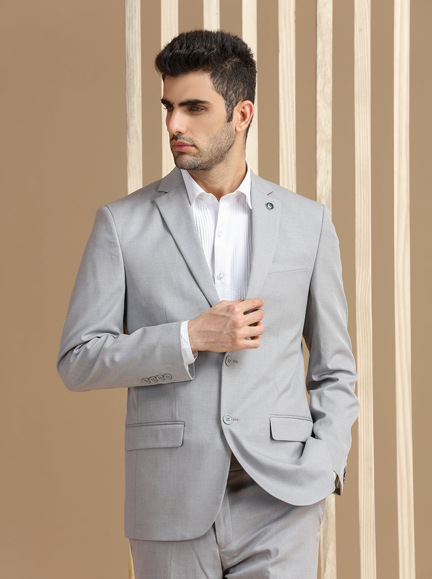 Light Grey Self Textured Suit | JadeBlue