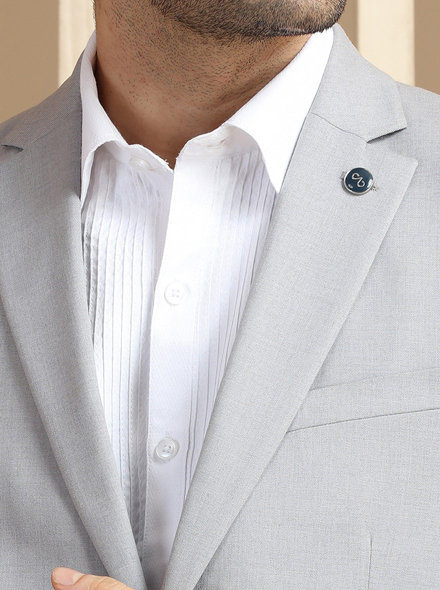Light Grey Self Textured Suit | JadeBlue