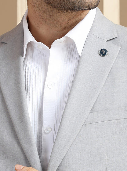 Light Grey Self Textured Suit | JadeBlue