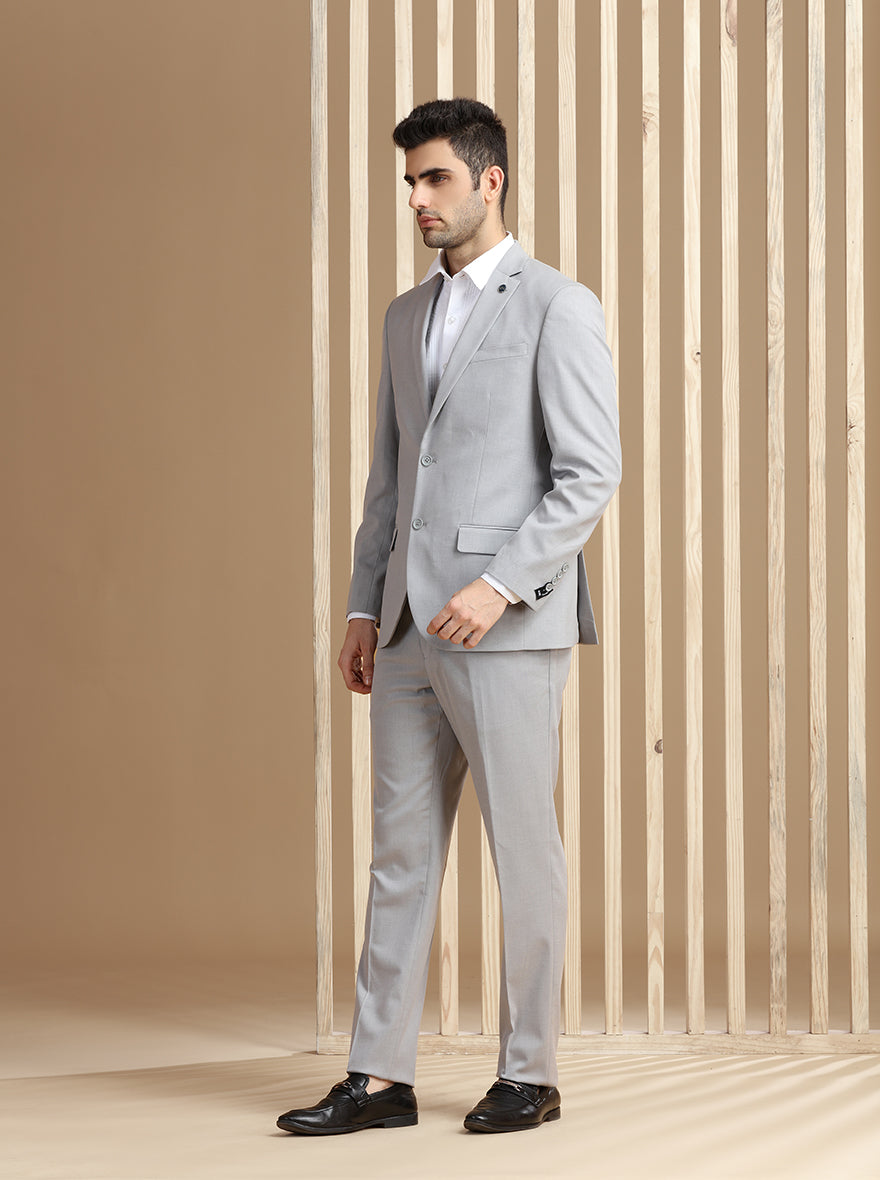 Light Grey Self Textured Suit | JadeBlue