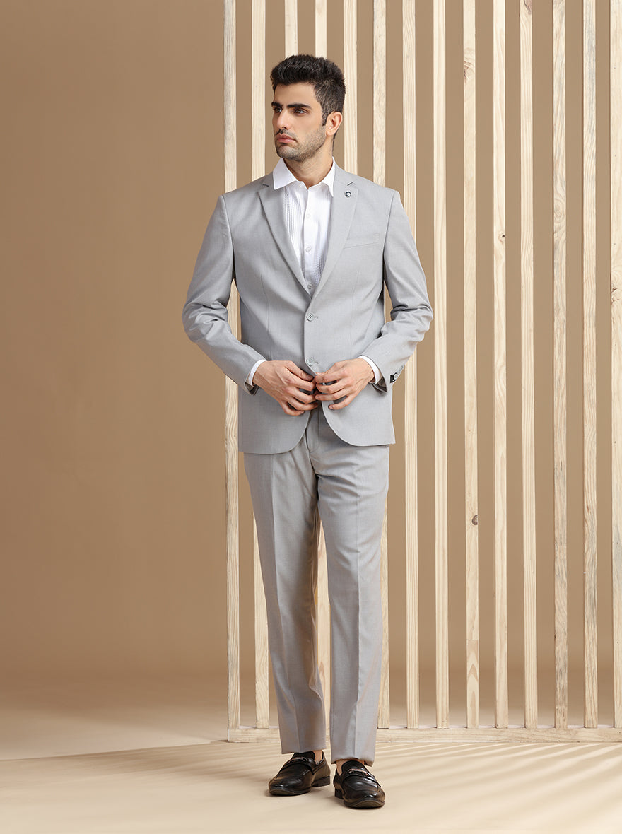 Light Grey Self Textured Suit | JadeBlue