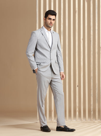Light Grey Self Textured Suit | JadeBlue