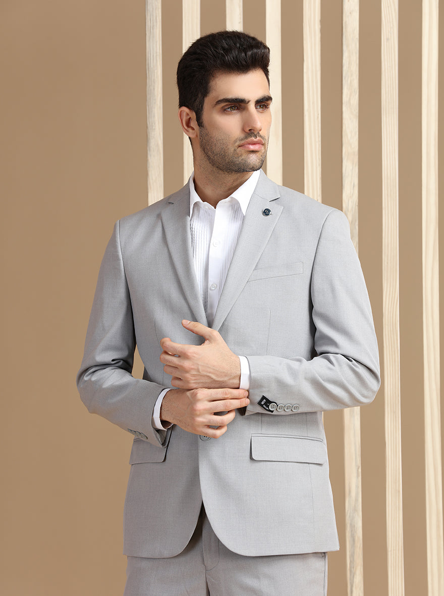 Light Grey Self Textured Suit | JadeBlue