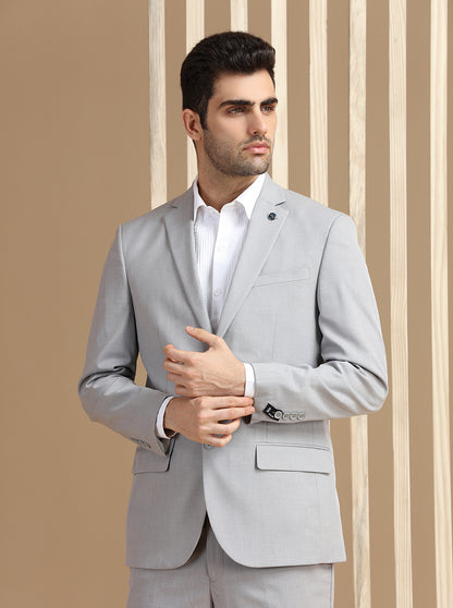 Light Grey Self Textured Suit | JadeBlue