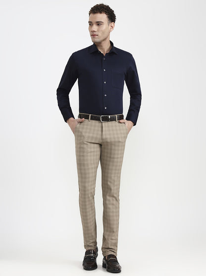 Navy Blue Solid Slim Fit Formal Shirt | JadeBlue Super Luxe
