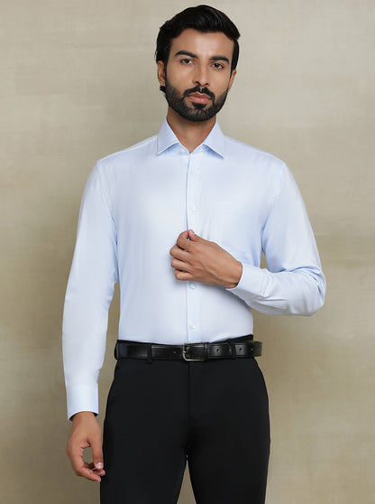 Sky Blue Solid Regular Fit Formal Shirt | JadeBlue