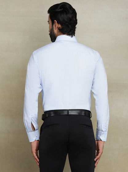 Sky Blue Solid Regular Fit Formal Shirt | JadeBlue