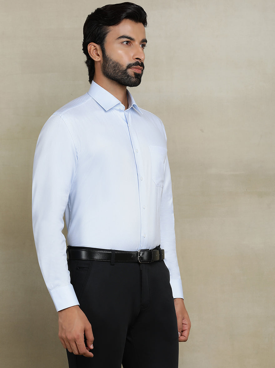 Sky Blue Solid Regular Fit Formal Shirt | JadeBlue