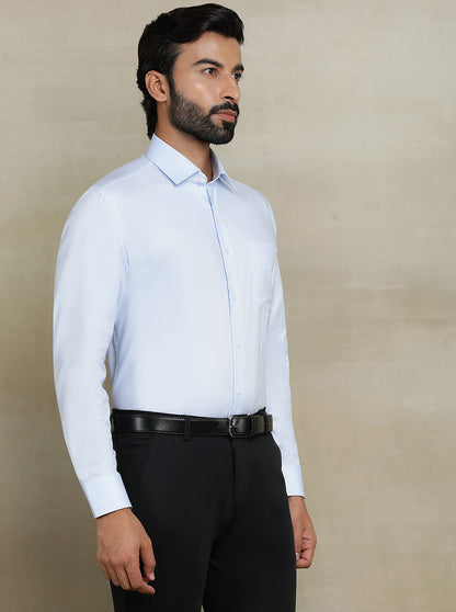 Sky Blue Solid Regular Fit Formal Shirt | JadeBlue