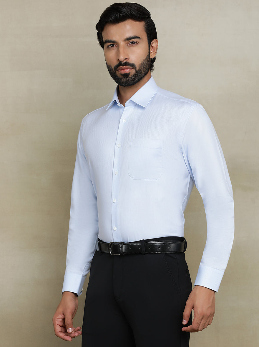Sky Blue Solid Regular Fit Formal Shirt | JadeBlue