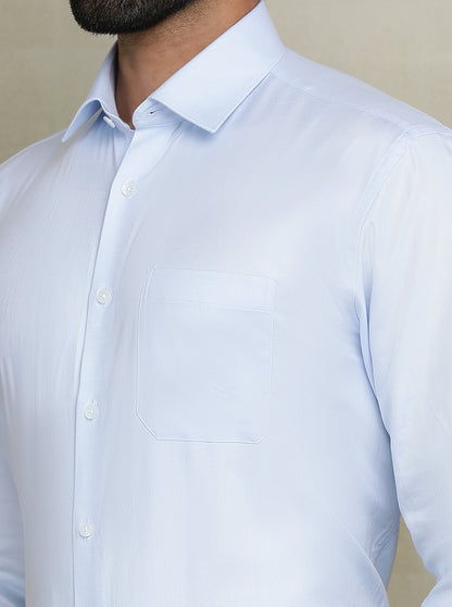 Sky Blue Solid Regular Fit Formal Shirt | JadeBlue