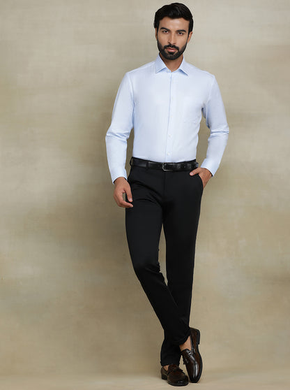 Sky Blue Solid Regular Fit Formal Shirt | JadeBlue