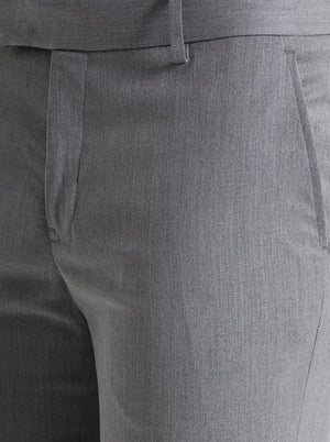 Grey Solid Slim Fit Formal Trouser | Metal